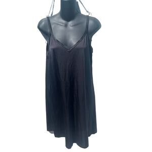 Vintage Vanity Fair Nightgown Long Full Slip Black Dress Womens 42 XL USA